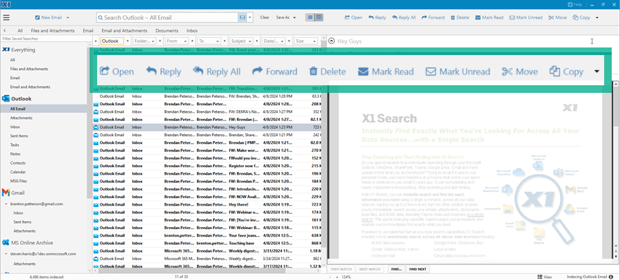 screenshot of X1 Search